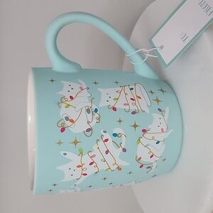 Peppermint & Pine Christmas Teal Cat Mug, NWT